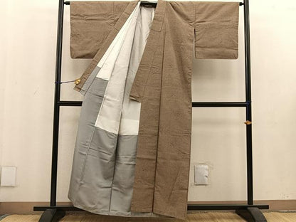 平和屋着物■上質な紬　幾何学文様　正絹　逸品　BAAU4403mz