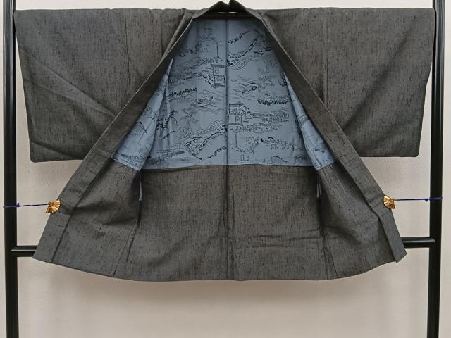 平和屋着物●男性 紬 アンサンブル 霞文 正絹 逸品 BAAU4454mz