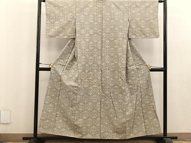 平和屋着物■上質な紬　幾何学文様　正絹　逸品　BAAU4476mz