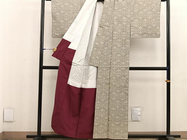 平和屋着物■上質な紬　幾何学文様　正絹　逸品　BAAU4476mz