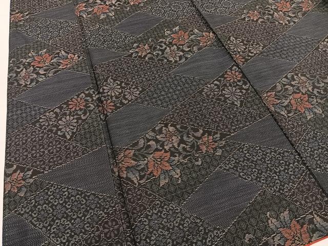 平和屋着物●本場大島紬 切嵌花唐草文 正絹 逸品 BAAU4621gt