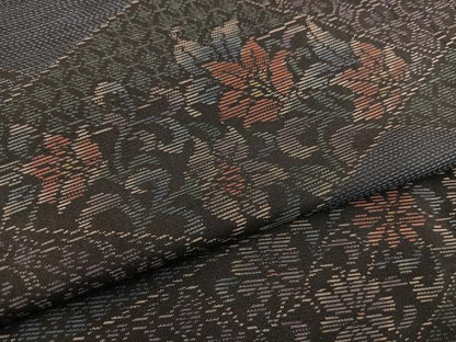 平和屋着物●本場大島紬 切嵌花唐草文 正絹 逸品 BAAU4621gt