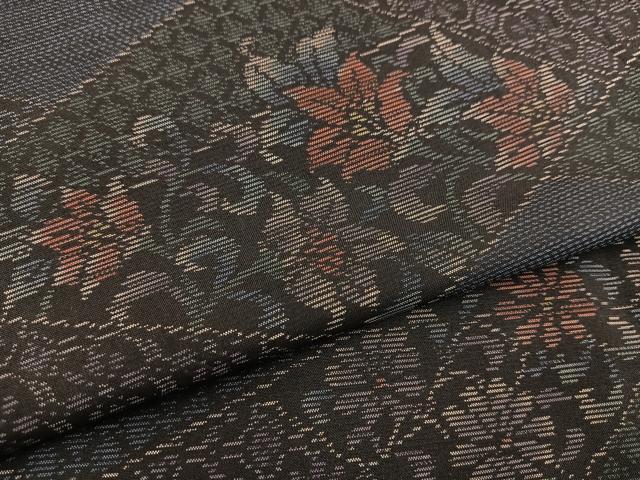 平和屋着物●本場大島紬 切嵌花唐草文 正絹 逸品 BAAU4621gt