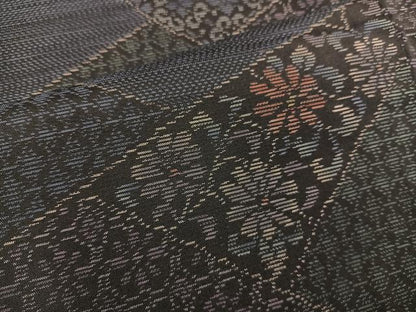 平和屋着物●本場大島紬 切嵌花唐草文 正絹 逸品 BAAU4621gt