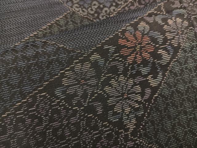 平和屋着物●本場大島紬 切嵌花唐草文 正絹 逸品 BAAU4621gt