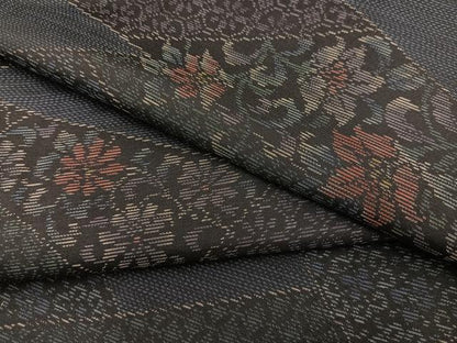 平和屋着物●本場大島紬 切嵌花唐草文 正絹 逸品 BAAU4621gt
