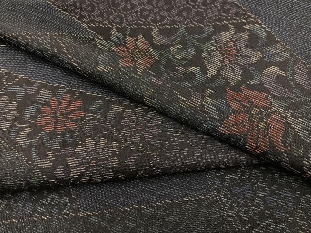 平和屋着物●本場大島紬 切嵌花唐草文 正絹 逸品 BAAU4621gt