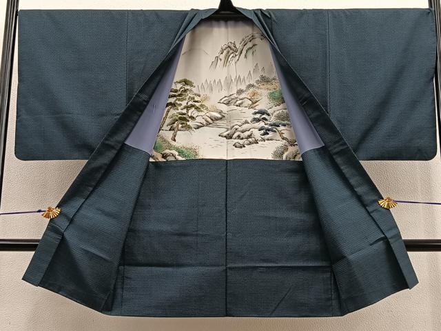 平和屋着物●男性 本場大島紬 アンサンブル 100亀甲 総詰め 長羽織 正絹 逸品 BAAU4645gt