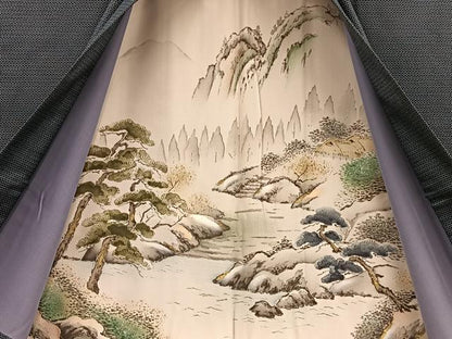 平和屋着物●男性 本場大島紬 アンサンブル 100亀甲 総詰め 長羽織 正絹 逸品 BAAU4645gt