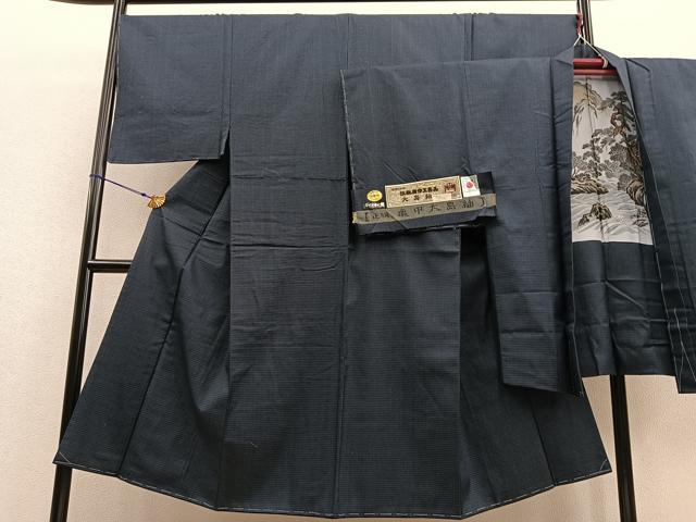 平和屋着物●男性 亀甲大島紬 アンサンブル 100亀甲 長羽織 証紙付き 正絹 逸品 未使用 BAAU4647gt