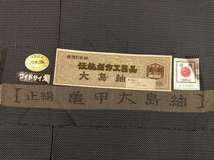 平和屋着物●男性 亀甲大島紬 アンサンブル 100亀甲 長羽織 証紙付き 正絹 逸品 未使用 BAAU4647gt