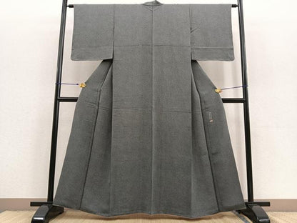 平和屋着物●江戸小紋　彫士：住田双光・染士：服部光擴　極小鮫小紋柄　黒地　正絹　逸品　未使用　BAAU4658gt