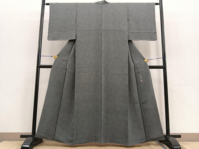 平和屋着物●江戸小紋　彫士：住田双光・染士：服部光擴　極小鮫小紋柄　黒地　正絹　逸品　未使用　BAAU4658gt