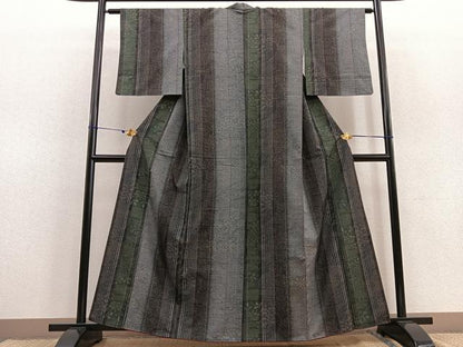 平和屋着物●上質な紬 流水花間道 正絹 逸品 BAAU4661gt