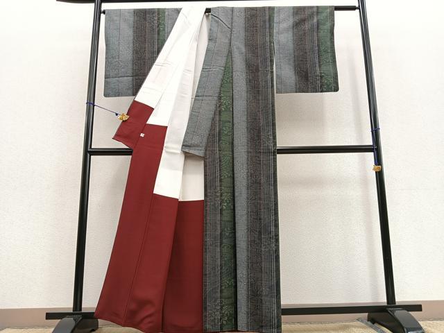 平和屋着物●上質な紬 流水花間道 正絹 逸品 BAAU4661gt