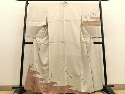 平和屋着物●訪問着 紬地 松竹梅 正絹 逸品 BAAU4663gt