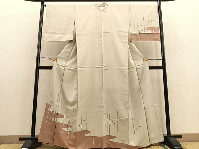 平和屋着物●訪問着 紬地 松竹梅 正絹 逸品 BAAU4663gt