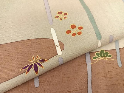 平和屋着物●訪問着 紬地 松竹梅 正絹 逸品 BAAU4663gt