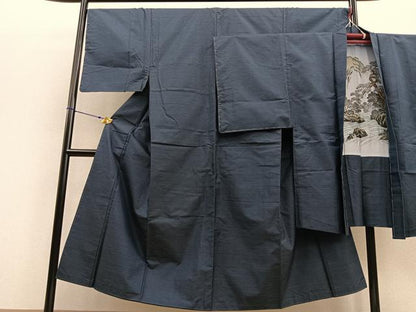 平和屋着物●男性 本場大島紬 アンサンブル 幾何学文様 長羽織 正絹 逸品 BAAU4666gt