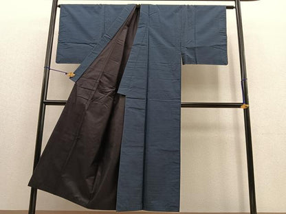 平和屋着物●男性 本場大島紬 アンサンブル 幾何学文様 長羽織 正絹 逸品 BAAU4666gt
