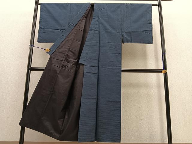 平和屋着物●男性 本場大島紬 アンサンブル 幾何学文様 長羽織 正絹 逸品 BAAU4666gt