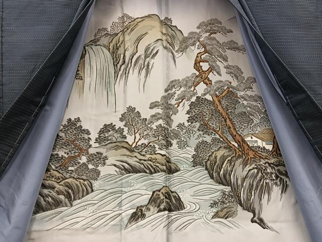 平和屋着物●男性 本場大島紬 アンサンブル 幾何学文様 長羽織 正絹 逸品 BAAU4666gt