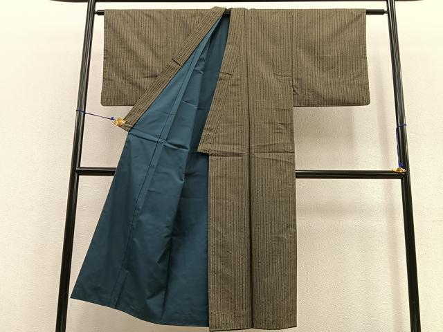 平和屋着物●男性 紬 アンサンブル 幾何学文様 正絹 逸品 BAAU4668gt