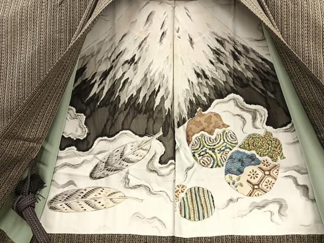 平和屋着物●男性 紬 アンサンブル 幾何学文様 正絹 逸品 BAAU4668gt