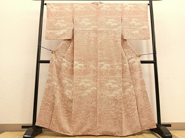 平和屋着物●上質な小紋 流水花松文 金彩 正絹 逸品 BAAU4674gt
