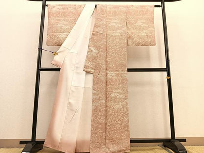 平和屋着物●上質な小紋 流水花松文 金彩 正絹 逸品 BAAU4674gt
