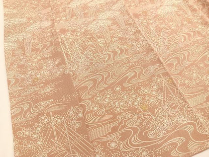 平和屋着物●上質な小紋 流水花松文 金彩 正絹 逸品 BAAU4674gt
