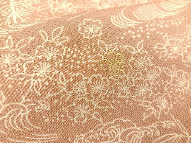 平和屋着物●上質な小紋 流水花松文 金彩 正絹 逸品 BAAU4674gt