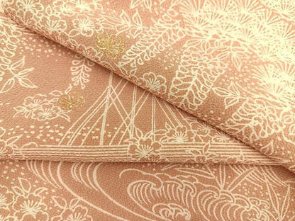 平和屋着物●上質な小紋 流水花松文 金彩 正絹 逸品 BAAU4674gt