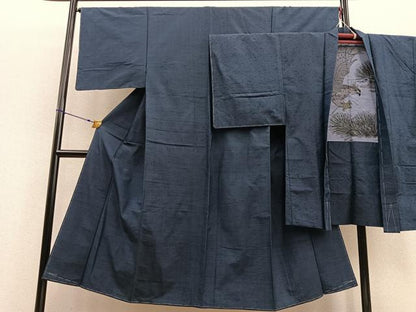 平和屋着物●男性 紬 髭紬羽織セット 霞文 羽裏：鷹 長羽織 正絹 逸品 未使用 BAAU4678gt
