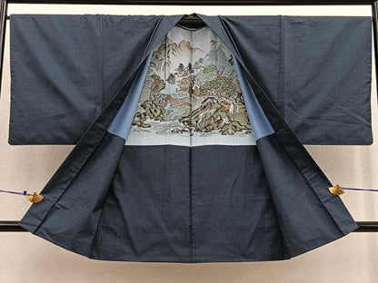 平和屋着物∞男性 本場大島紬 長羽織 100亀甲 総詰め 正絹 逸品 BAAU4686gt