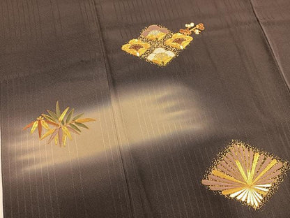 平和屋着物●訪問着　駒刺繍　松竹梅　暈し染め　金銀糸　金彩　正絹　逸品　BAAU4708gt