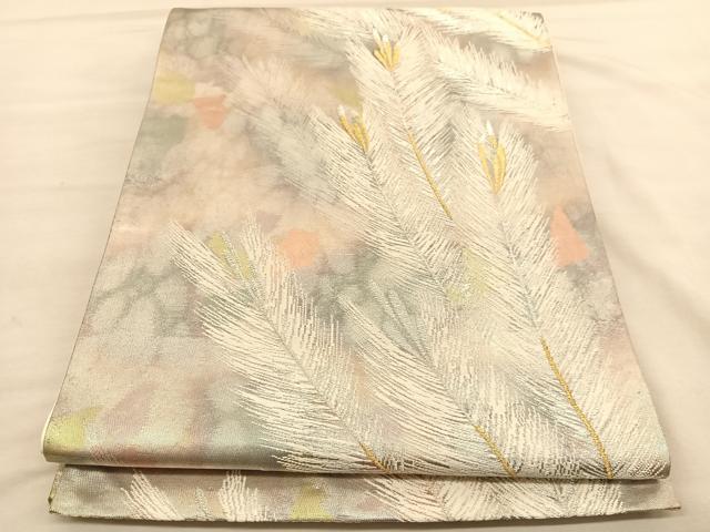 平和屋着物◎六通柄袋帯　若松葉　金銀糸　正絹　逸品　BAAU4806hv