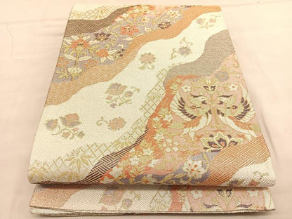 平和屋着物◎佐賀錦　六通柄袋帯　道長鳳凰花文　金銀糸　正絹　逸品　BAAU4809hv