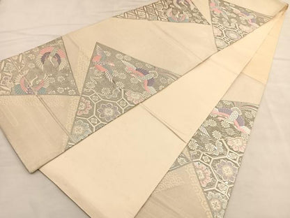 平和屋着物◎六通柄袋帯　唐織　名物鳳鶴紋　プラチナ箔　正絹　逸品　BAAU4812hv