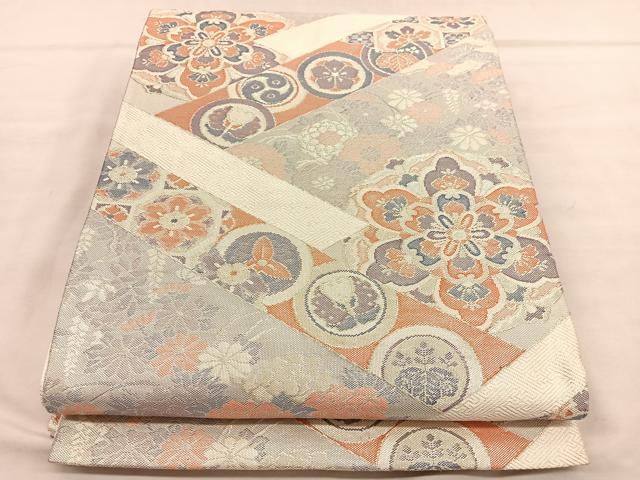平和屋着物◎本泊佐賀錦　六通柄袋帯　献上絢麗華文　銀糸　正絹　逸品　BAAU4813hv