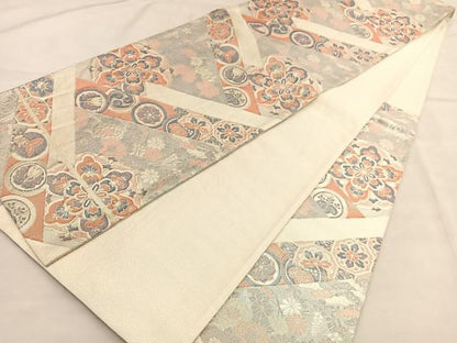 平和屋着物◎本泊佐賀錦　六通柄袋帯　献上絢麗華文　銀糸　正絹　逸品　BAAU4813hv