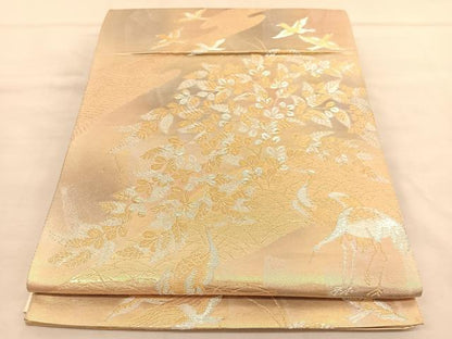 平和屋着物◎六通柄袋帯　寿香　群鶴萩文　金銀糸　錦引箔　正絹　逸品　BAAU4841hv