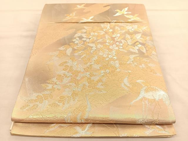 平和屋着物◎六通柄袋帯　寿香　群鶴萩文　金銀糸　錦引箔　正絹　逸品　BAAU4841hv