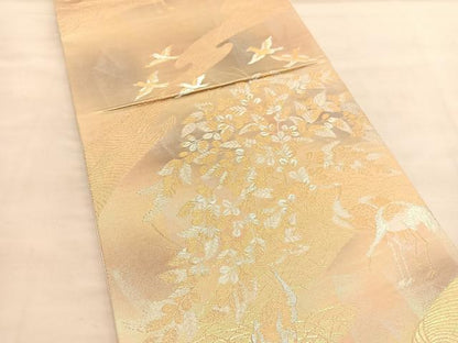 平和屋着物◎六通柄袋帯　寿香　群鶴萩文　金銀糸　錦引箔　正絹　逸品　BAAU4841hv