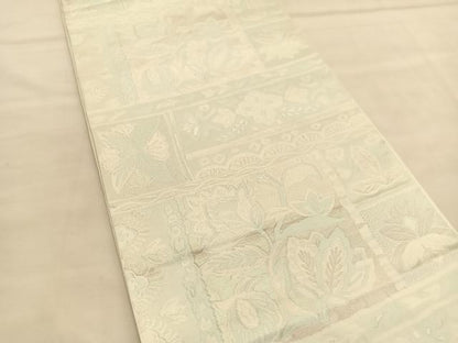 平和屋着物◎六通柄　本袋帯　色紙更紗花文　銀糸　正絹　逸品　BAAU4891hv