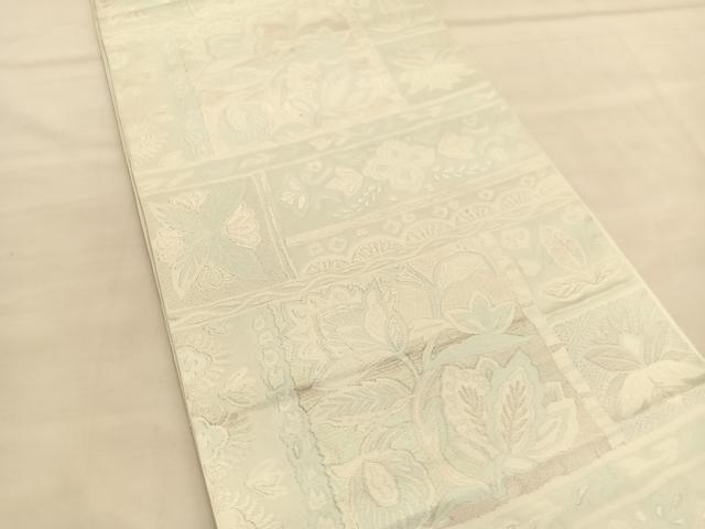 平和屋着物◎六通柄　本袋帯　色紙更紗花文　銀糸　正絹　逸品　BAAU4891hv