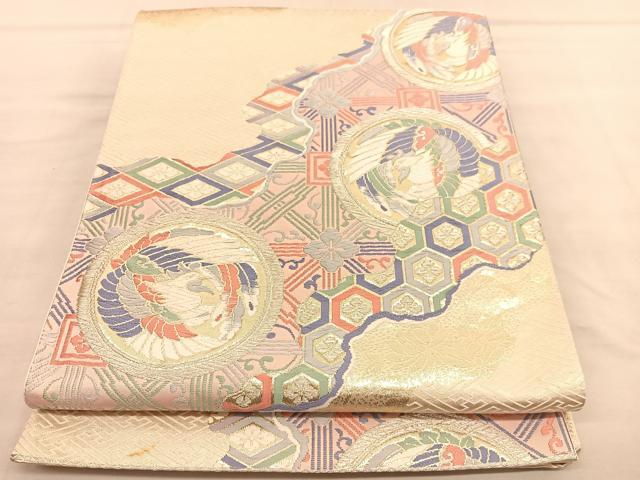平和屋着物◎六通柄袋帯　唐織　鳳凰道長有職文　金銀糸　正絹　逸品　BAAU4943hv