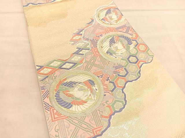平和屋着物◎六通柄袋帯　唐織　鳳凰道長有職文　金銀糸　正絹　逸品　BAAU4943hv