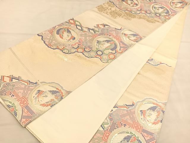 平和屋着物◎六通柄袋帯　唐織　鳳凰道長有職文　金銀糸　正絹　逸品　BAAU4943hv