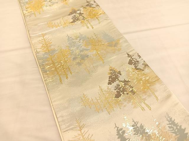 平和屋着物◎西陣　桐生織物謹製　六通柄袋帯　樹林文　金糸　BAAU4954hv